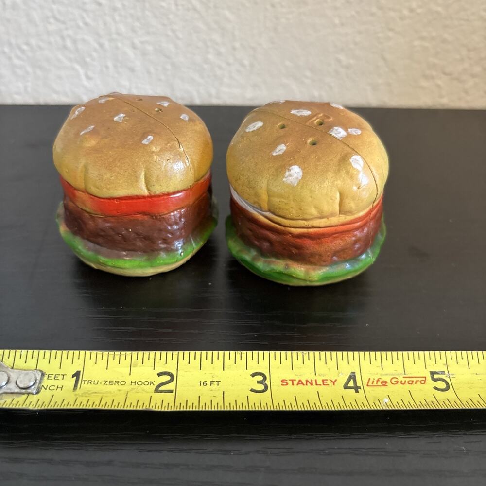 Vintage Plastic Hamburger Salt & Pepper Shakers - Hong Kong